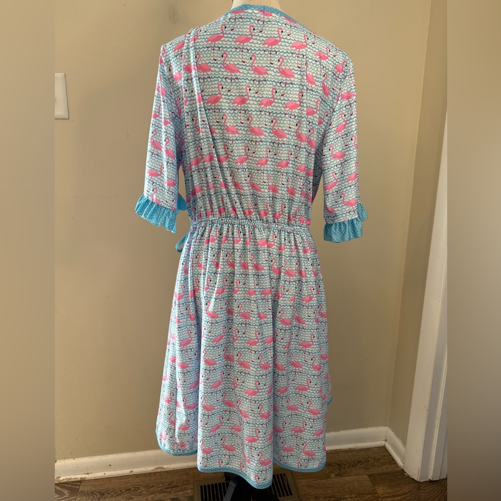 Sassy Stitches preppy wrap dress flamingo & wave polka dot SZ 2XL - Picture 4 of 13